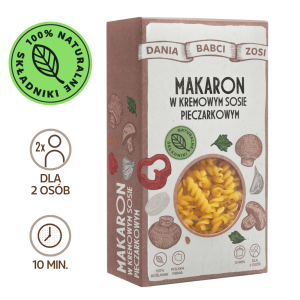 Makaron w kremowym sosie pieczarkowym - na 650 g dania - 100% naturalny skład