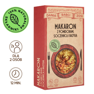 Makaron z pomidorami, soczewicą i bazylią 180 g