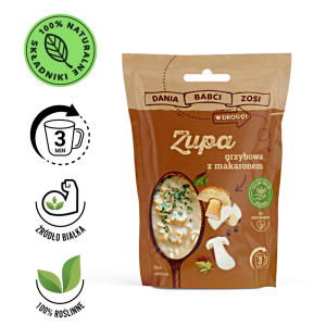 Zupa grzybowa z makaronem instant - 280 ml zupy - 100% naturalny skład