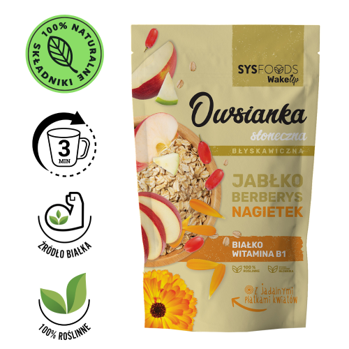Owsianka Słoneczna z jabłkiem, berberysem i nagietkiem 350 g Dania Babci Zosi SYS produkt.png