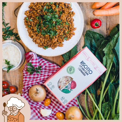 Risotto z pomidorami i szpinakiem 180 g Dania Babci Zosi przepis.png