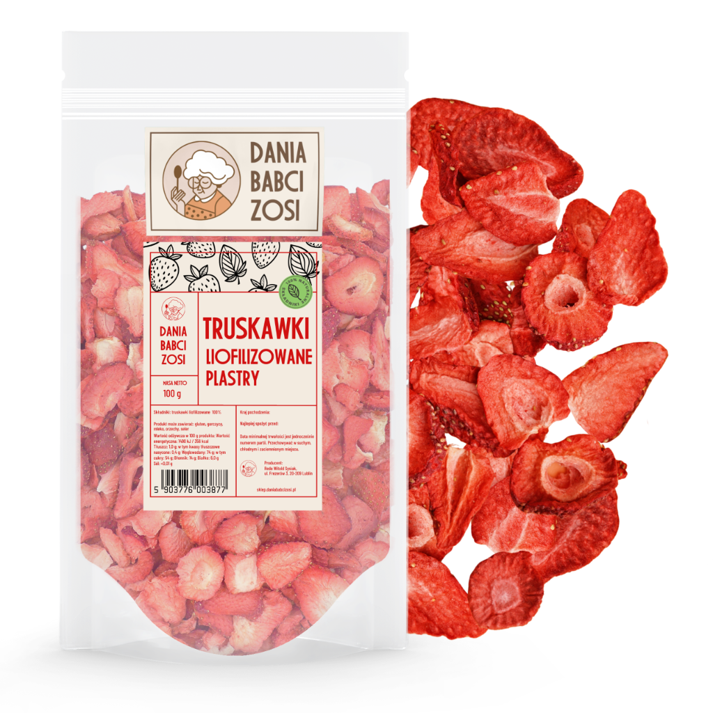 Truskawki liofilizowane plastry 100g - Dania Babci Zosi